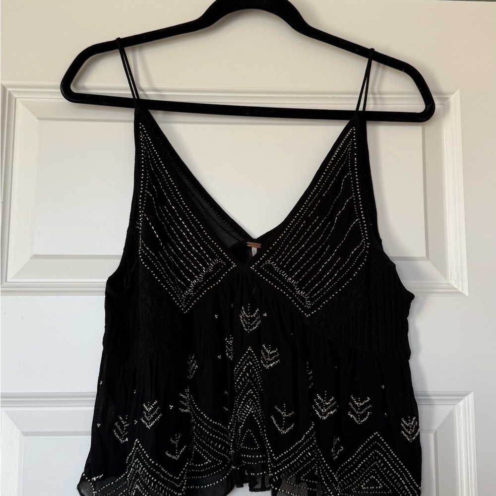Free People Black Beaded Camisole